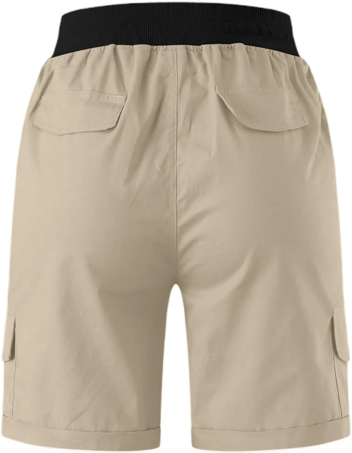 Baggy Cargo Shorts Women Elastic High Waisted Drawstring Summer Twill Hiking Shorts Loose Fit Outdoor Outfits w/Pockets
