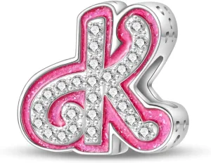 Barbie Pink Letter Charms for Pandora Bracelets Necklaces DIY A-Z Alphabet Initial Beads for Women Jrwelry Gift