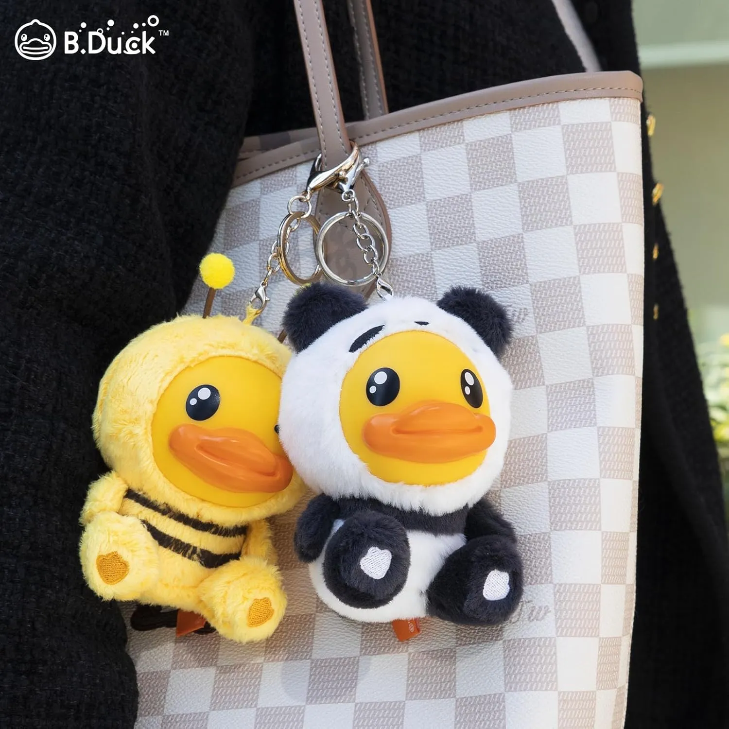 B.DUCK Keychain Plush Pendant Stuffed Animal Cute Decorative Accessory Gift For Handbag Purse Backpack Car Keys