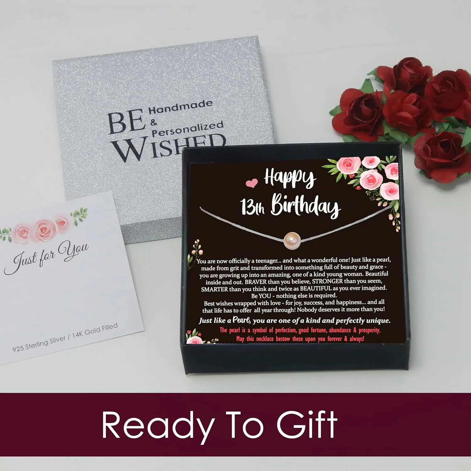 Be Wished Personalized 13th Birthday Gifts for Girls, Necklace with Meaningful Message