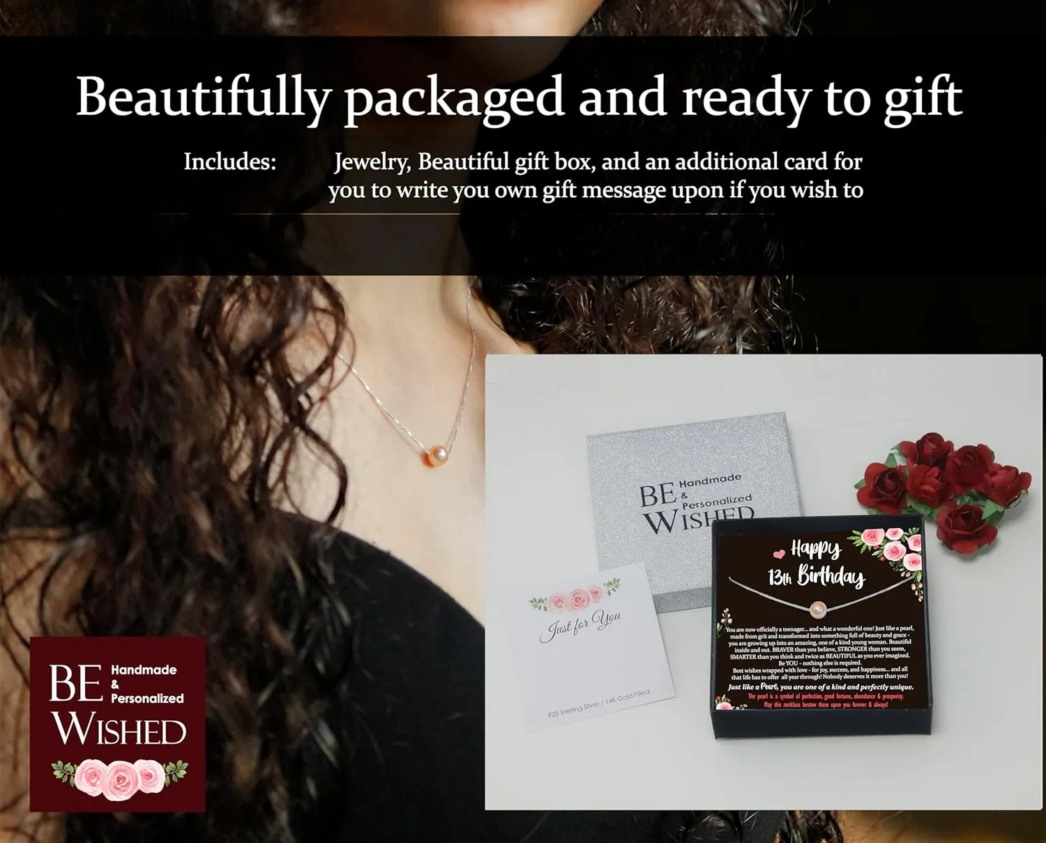Be Wished Personalized 13th Birthday Gifts for Girls, Necklace with Meaningful Message