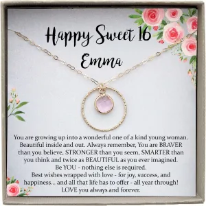 Be Wished Personalized Sweet 16 Gift for Girls, Necklace with Meaningful Message