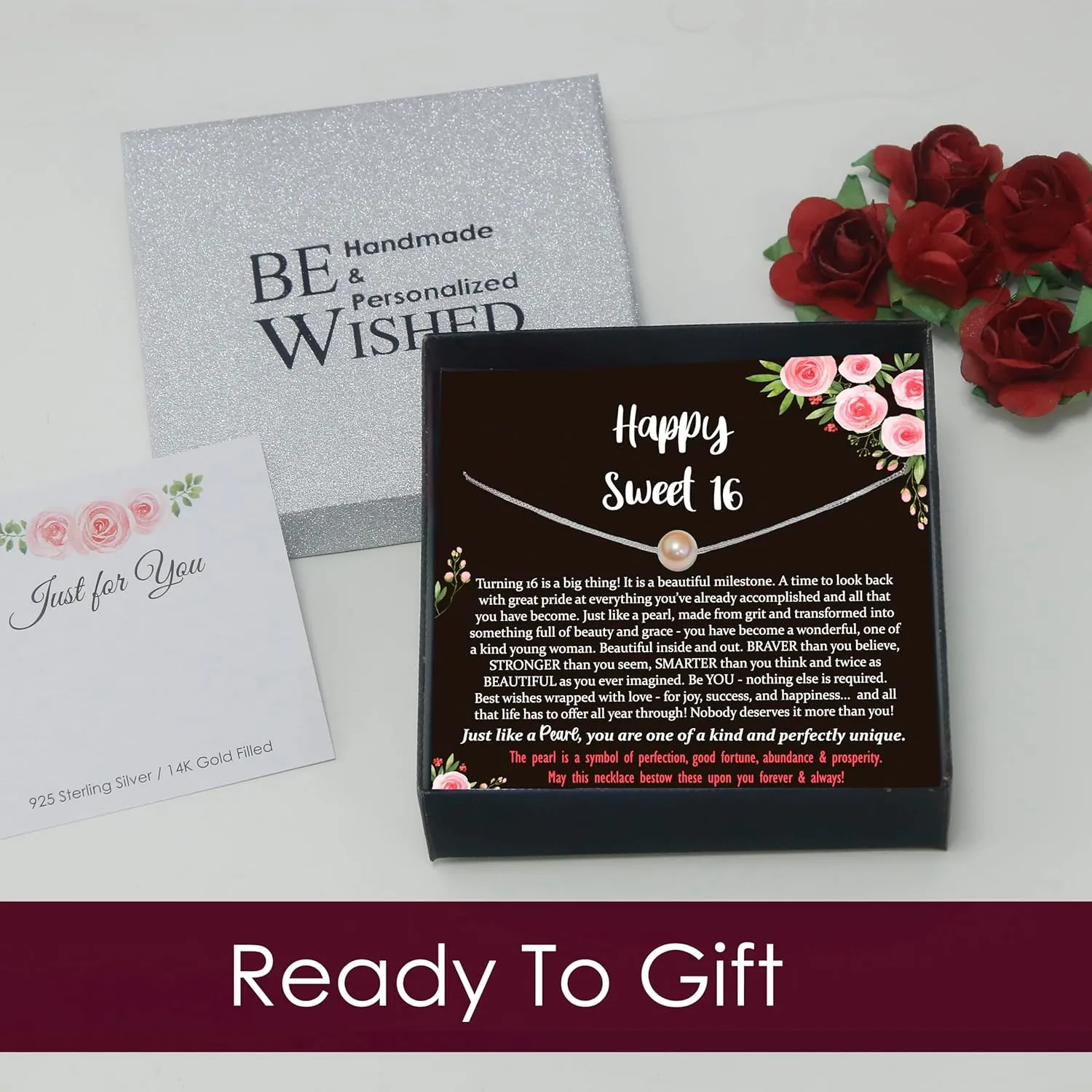 Be Wished Personalized Sweet 16 Gift for Girls, Necklace with Meaningful Message