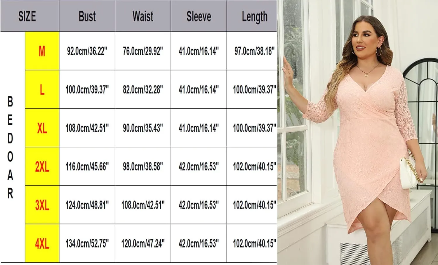 BEDOAR Women's Lace Elegant Cocktail Dresses V-Neck Wedding Guest wrap Dresses for Women
