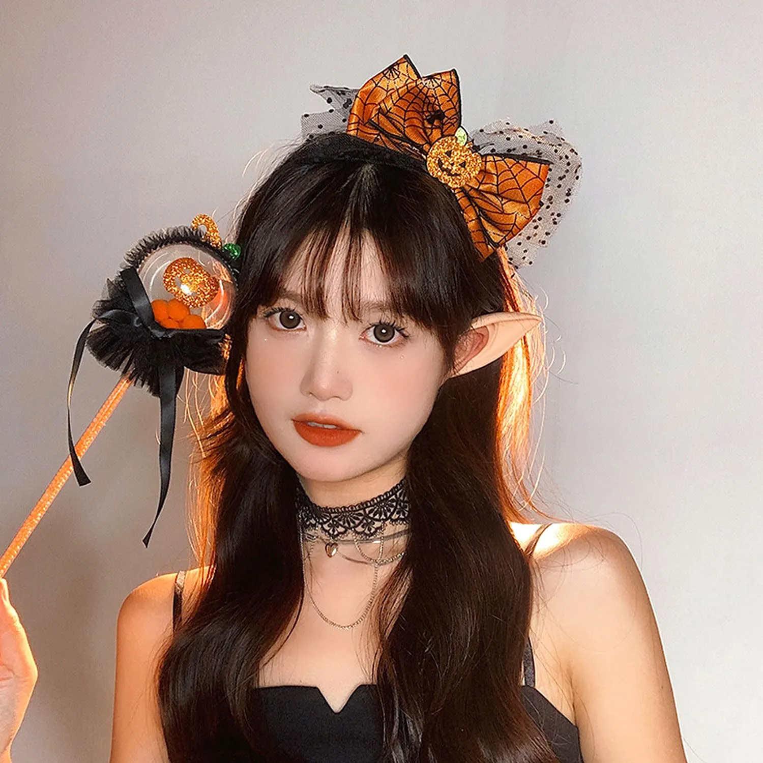 BELSITA Halloween Headbands Pumpkin Bow Design Hair Bands Happy Halloween Party Hair Accessories for Kids Women Cute Pumpkin Mesh Headwear Hair Hoop for Fall Hair Decorations