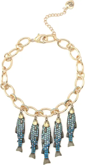 Betsey Johnson Women's Mermaid Jewels Fish Charm Bib Necklace
