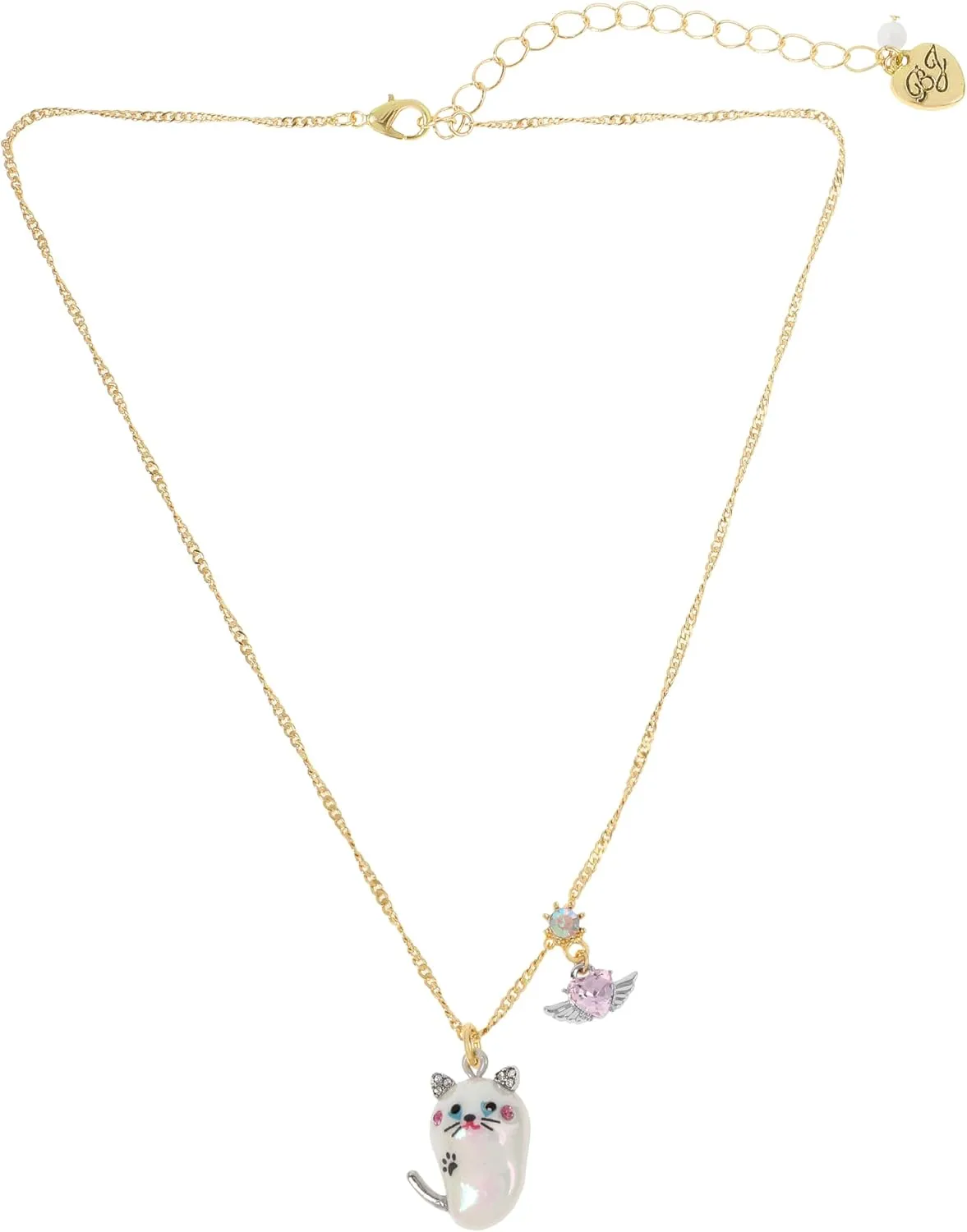 Betsey Johnson Women's Pearl Critters Cat Pendant Necklace