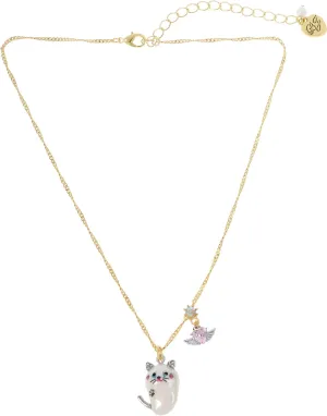 Betsey Johnson Women's Pearl Critters Cat Pendant Necklace