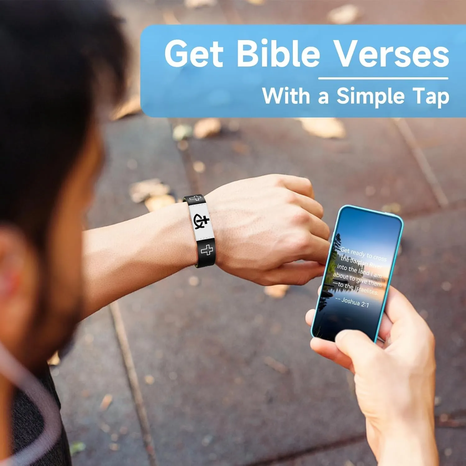 Bible Verse Bracelet, Wearable Scripture Bracelets Jesus Bracelet for Spiritual Enrichment, Bible Verse Tapped via Smartphone, Christian Bracelet for Women, Men and Teens