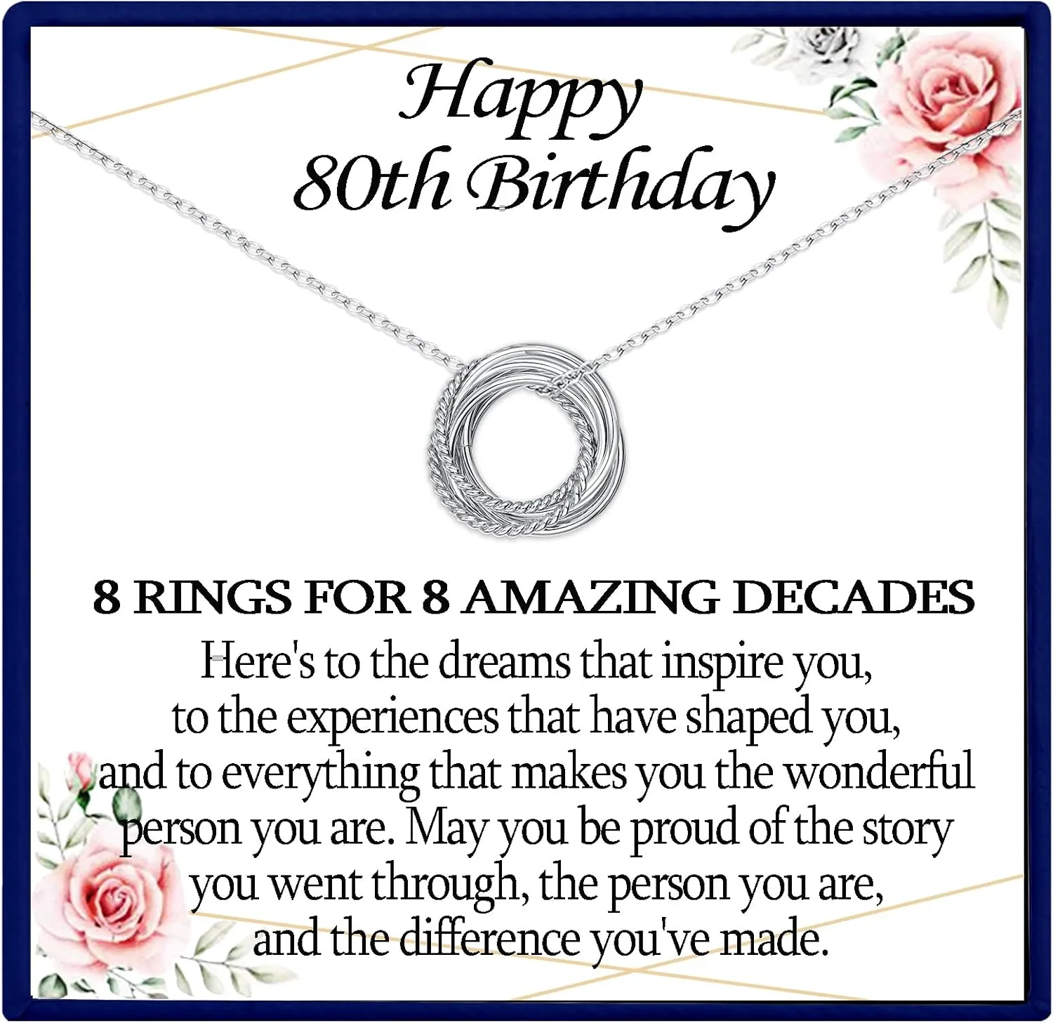 Birthday Gifts for Women Happy 30th 40th 50th 60th 70th 80th Birthday Decade Necklace Meaningful Gifts Necklace for Mom Mother in Law Grandma