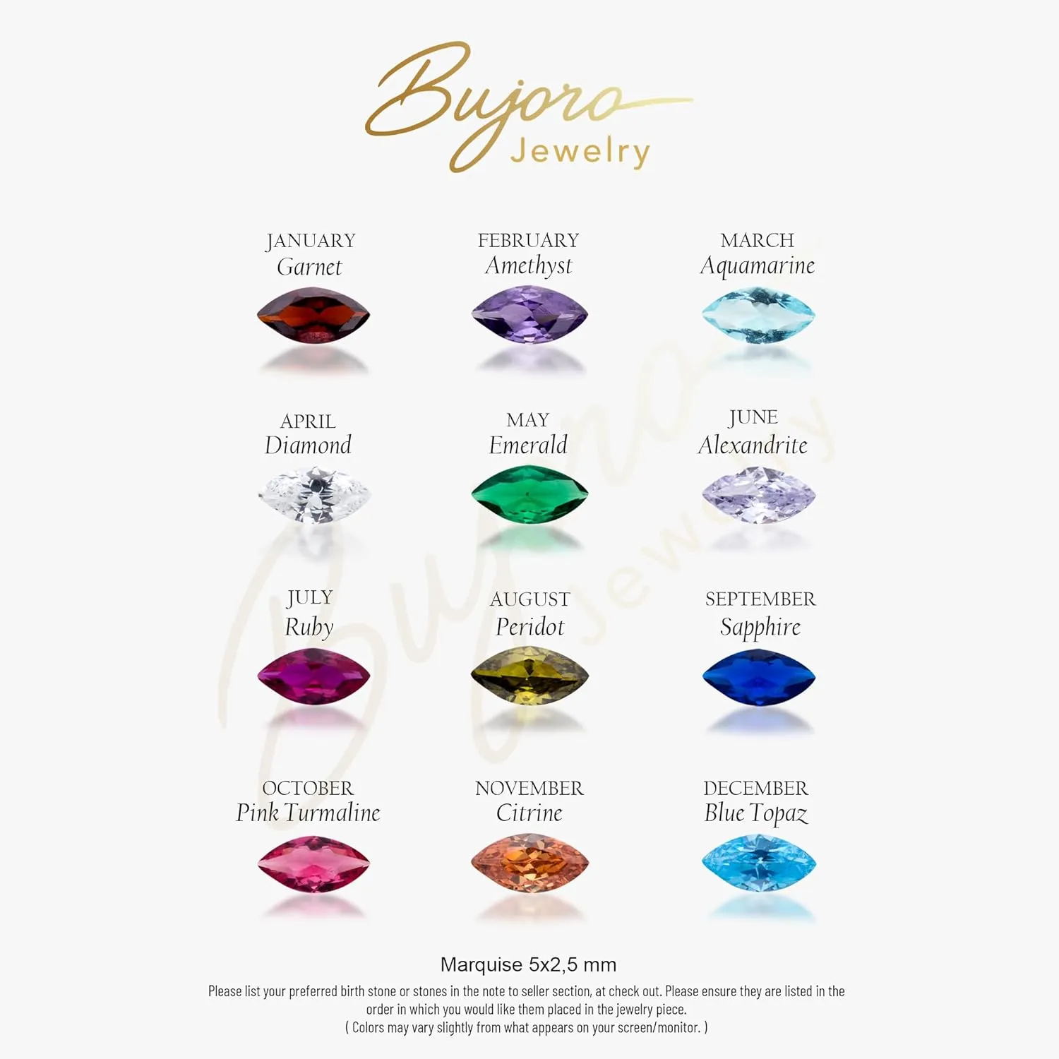 Birthstone Necklace for Women, Personalized 925 Sterling Silver and 14K Gold Plated Marquise Shape Birthstone Pendant, Customized Jewelry Gift for Women