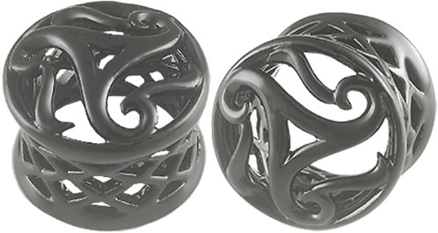Black Alloy Double Flared - Pierced Body Piercing Jewelry BL-T-035 - Sold as a Pair