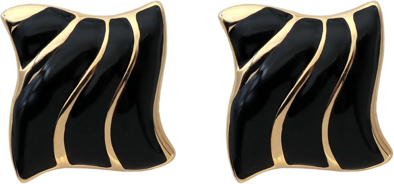 Black White Earrings for Women Geometric Stud Statement Fashion Jewelry