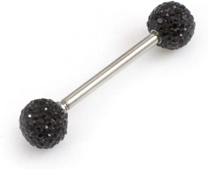 BodyJewelryOnline Tongue Barbell with Acrylic Textured Designed Balls 14ga 5/8 inches -15mm
