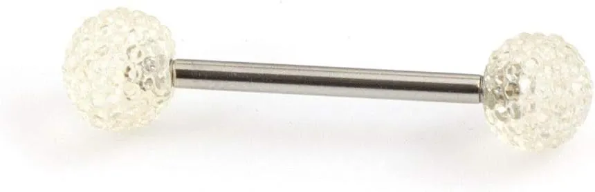 BodyJewelryOnline Tongue Barbell with Acrylic Textured Designed Balls 14ga 5/8 inches -15mm
