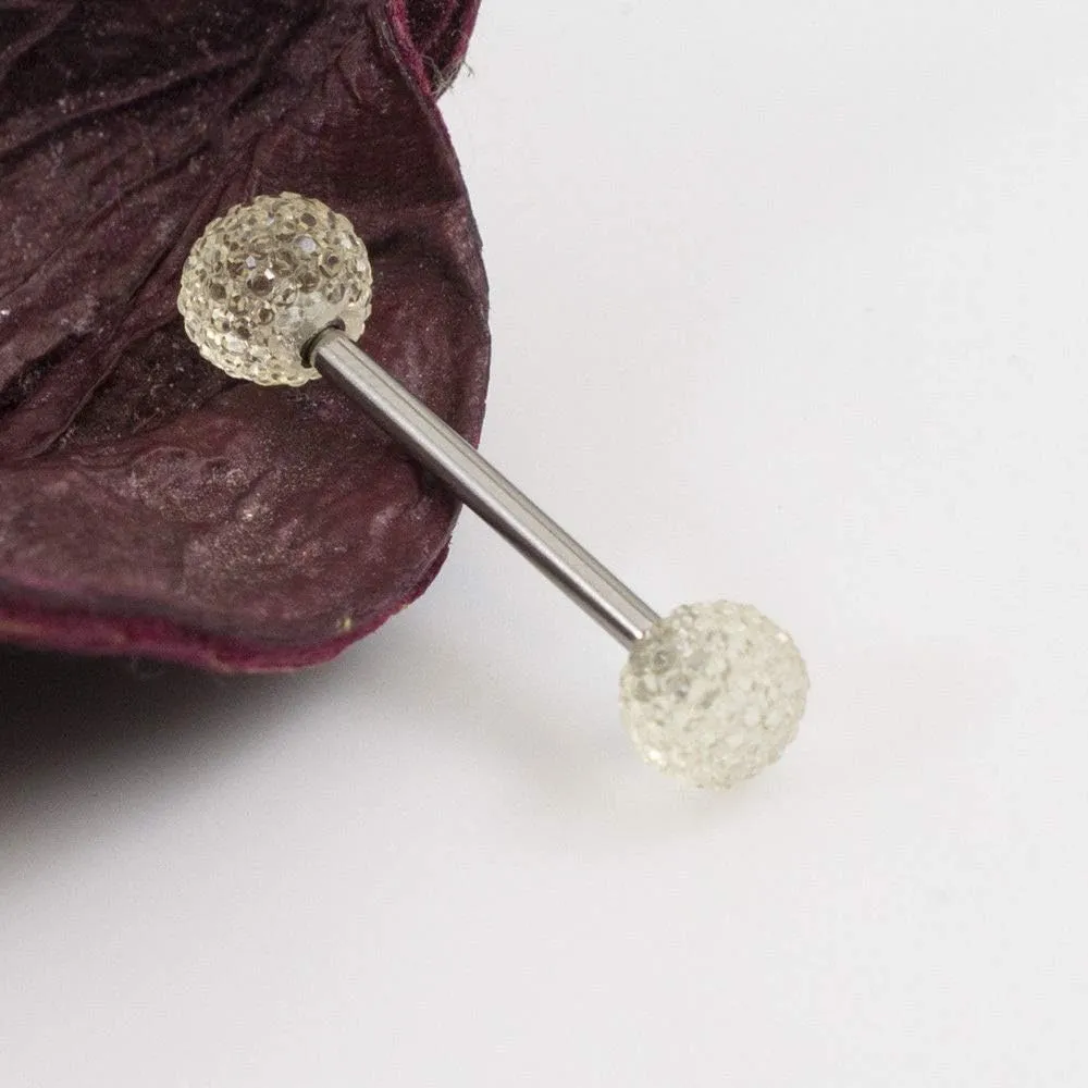 BodyJewelryOnline Tongue Barbell with Acrylic Textured Designed Balls 14ga 5/8 inches -15mm