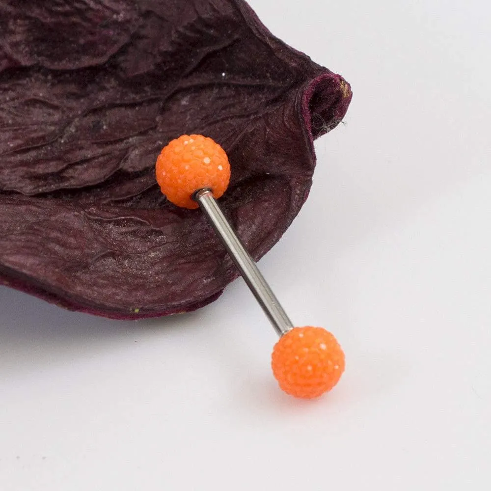 BodyJewelryOnline Tongue Barbell with Acrylic Textured Designed Balls 14ga 5/8 inches -15mm