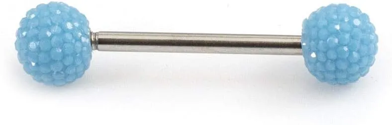 BodyJewelryOnline Tongue Barbell with Acrylic Textured Designed Balls 14ga 5/8 inches -15mm