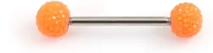 BodyJewelryOnline Tongue Barbell with Acrylic Textured Designed Balls 14ga 5/8 inches -15mm