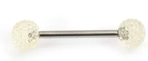 BodyJewelryOnline Tongue Barbell with Acrylic Textured Designed Balls 14ga 5/8 inches -15mm