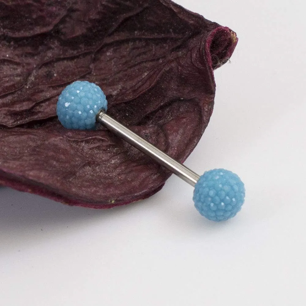 BodyJewelryOnline Tongue Barbell with Acrylic Textured Designed Balls 14ga 5/8 inches -15mm