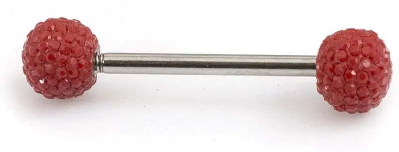 BodyJewelryOnline Tongue Barbell with Acrylic Textured Designed Balls 14ga 5/8 inches -15mm