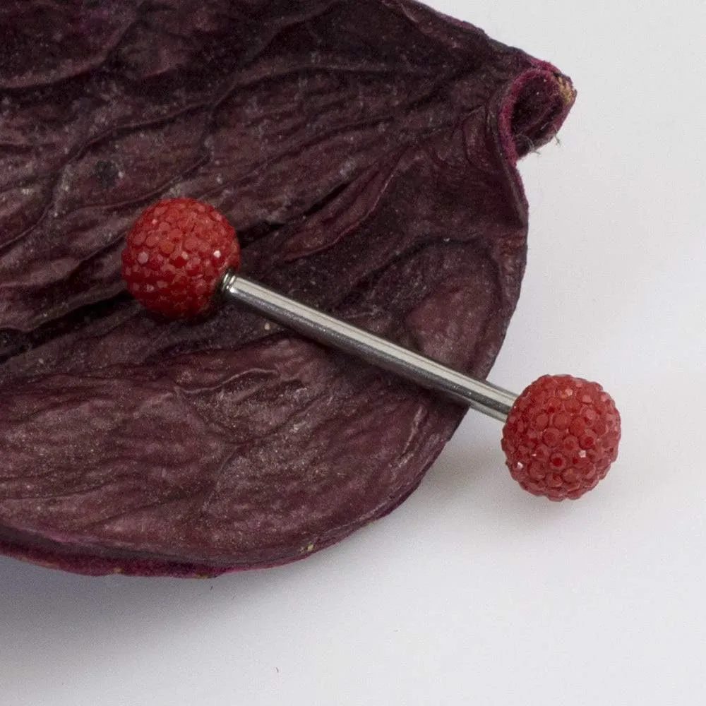 BodyJewelryOnline Tongue Barbell with Acrylic Textured Designed Balls 14ga 5/8 inches -15mm