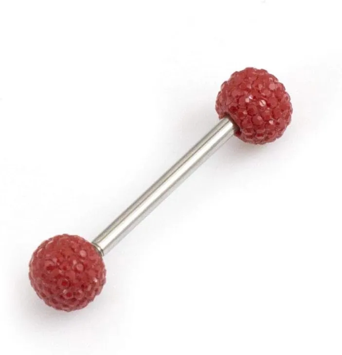 BodyJewelryOnline Tongue Barbell with Acrylic Textured Designed Balls 14ga 5/8 inches -15mm