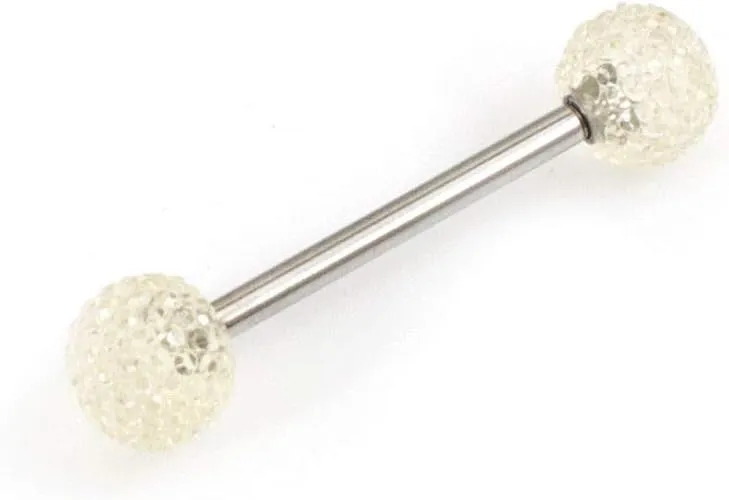 BodyJewelryOnline Tongue Barbell with Acrylic Textured Designed Balls 14ga 5/8 inches -15mm