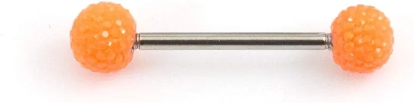 BodyJewelryOnline Tongue Barbell with Acrylic Textured Designed Balls 14ga 5/8 inches -15mm