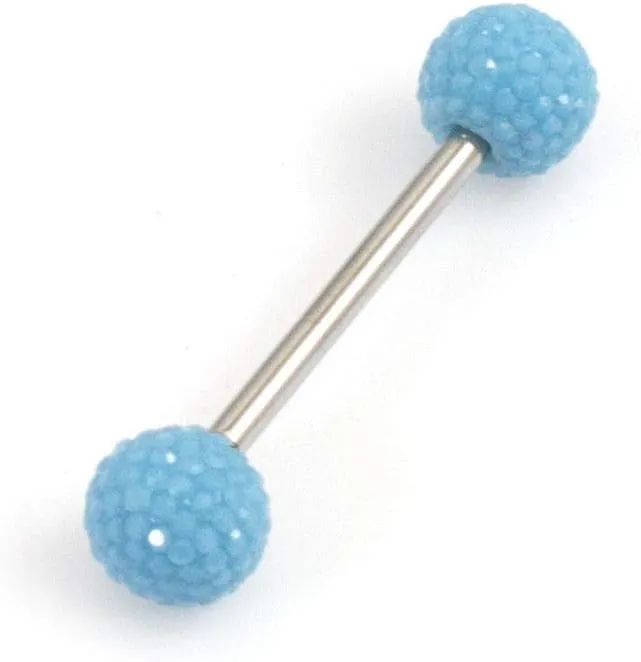 BodyJewelryOnline Tongue Barbell with Acrylic Textured Designed Balls 14ga 5/8 inches -15mm