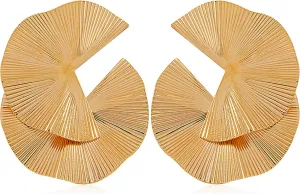 Bohemian Geometric Dangle Earrings Twisted Earring For Women Statement C-Shaped Lotus Leaf Earrings for Women