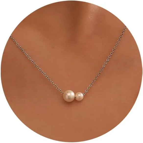 Boho Beaded Necklace for Women, Y2K Natural Pearl Beaded Necklaces Choker Summer Benchy Necklace Natural Bead Necklaces for Teen Girls Handmade Boho Jewelry Birthday Gift