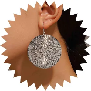 Boho Large Disc Drop Earrings Hammered Disc Earring Disc coin Dangle Earrings Gold Coin Statement Earrings Jewelry for Women
