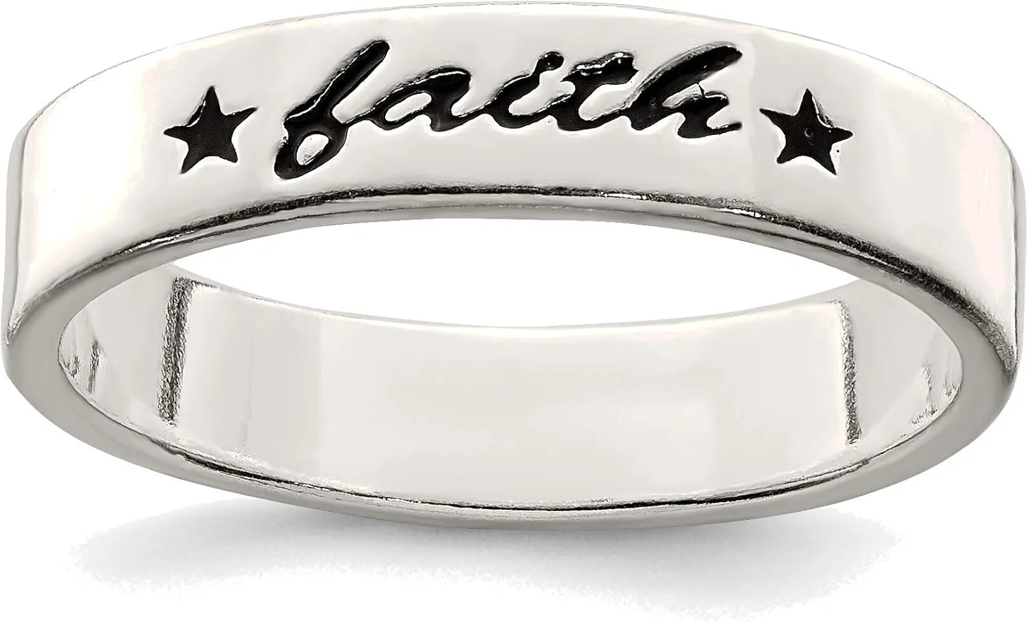Bonyak Jewelry Sterling Silver Antiqued & Polished Faith Ring Sleek, Size 7