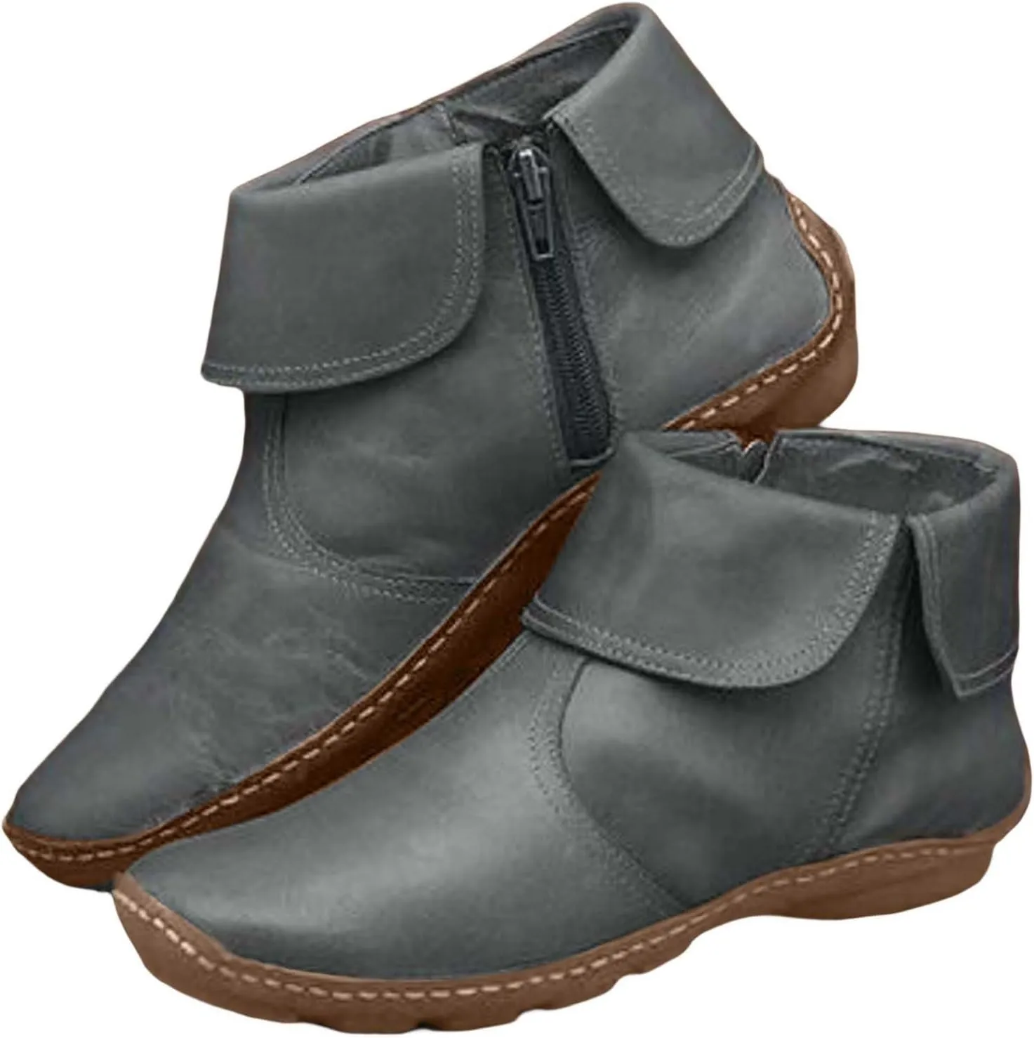 Boots Women Fall Boots for Women Womens Leather Booties Botas De Piel Para Mujer Elegantes Ankle Cowboy Boots for Women Wide Width Women's Shoes Size 11 Wide Width