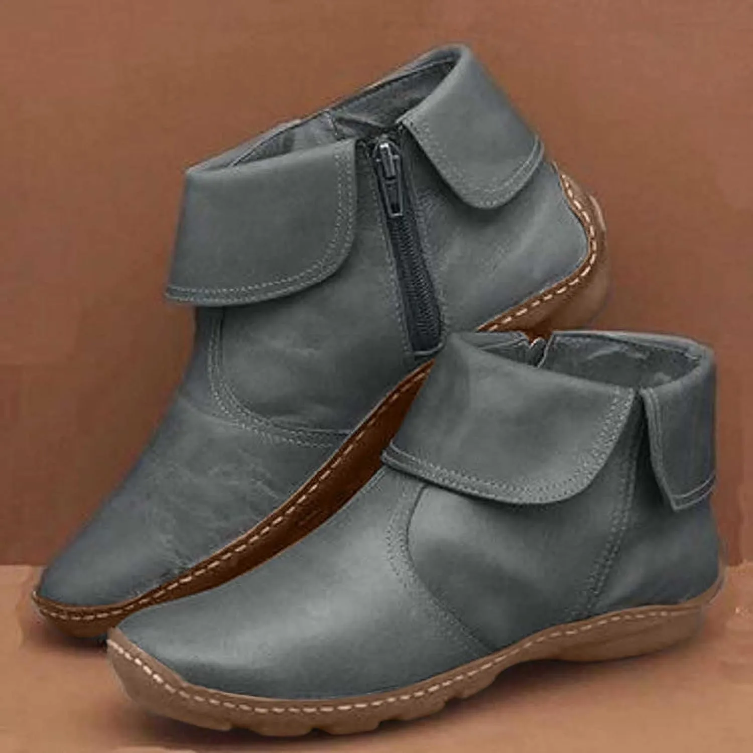 Boots Women Fall Boots for Women Womens Leather Booties Botas De Piel Para Mujer Elegantes Ankle Cowboy Boots for Women Wide Width Women's Shoes Size 11 Wide Width