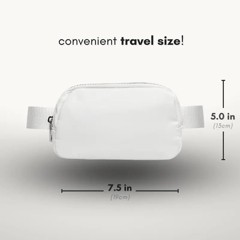Boutique Belt Bag | Crossbody Bag Fanny Pack for Women Fashionable | Cute Mini Everywhere Bum Hip Waist Pack | Small Fashion Travel Chest Bag | Silver Accessories | Adjustable Extended Strap | White