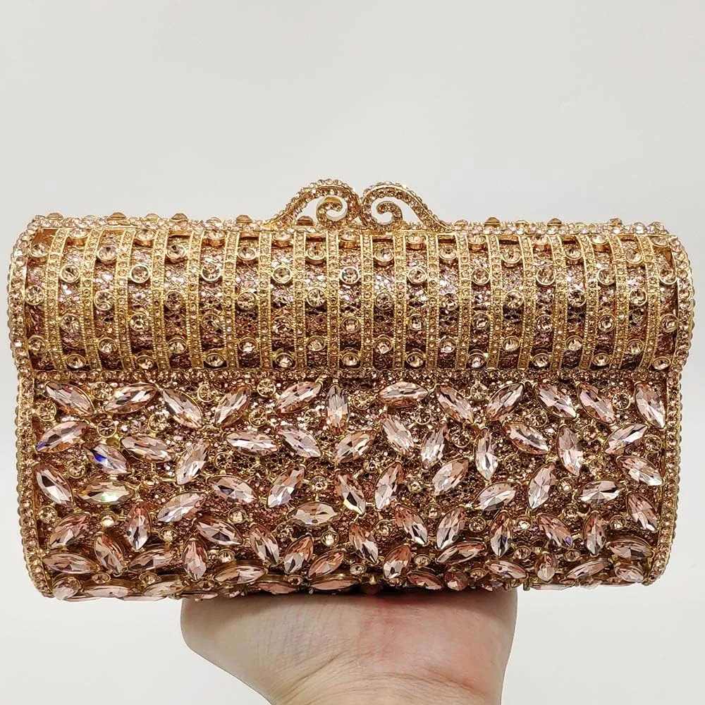 Boutique De FGG Sparkling Rhinestone Clutch Purses for Women Formal Evening Bags Bridal Wedding Crystal Clutch Handbags,Mini