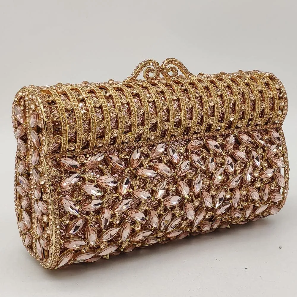 Boutique De FGG Sparkling Rhinestone Clutch Purses for Women Formal Evening Bags Bridal Wedding Crystal Clutch Handbags,Mini