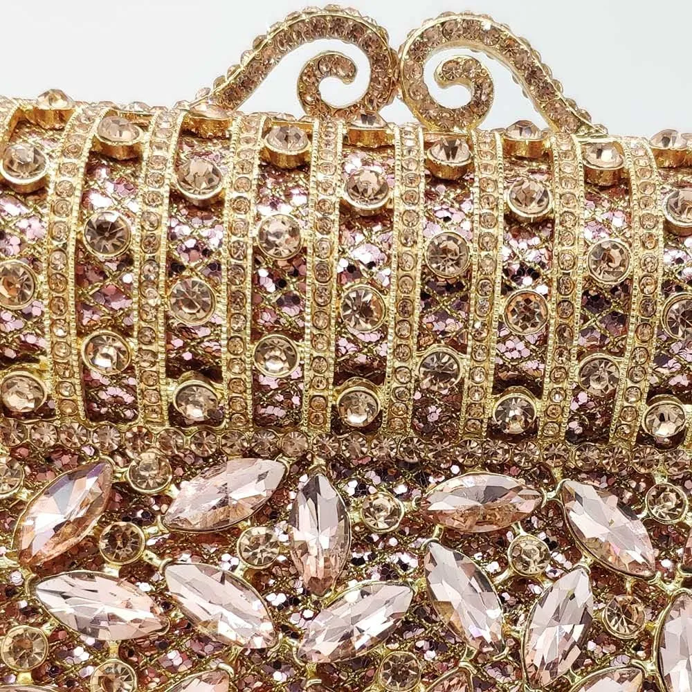 Boutique De FGG Sparkling Rhinestone Clutch Purses for Women Formal Evening Bags Bridal Wedding Crystal Clutch Handbags,Mini