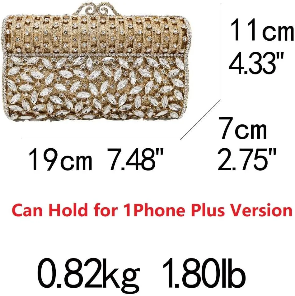 Boutique De FGG Sparkling Rhinestone Clutch Purses for Women Formal Evening Bags Bridal Wedding Crystal Clutch Handbags,Mini