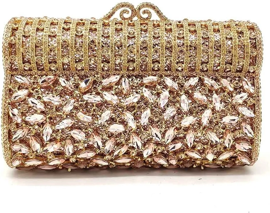 Boutique De FGG Sparkling Rhinestone Clutch Purses for Women Formal Evening Bags Bridal Wedding Crystal Clutch Handbags,Mini