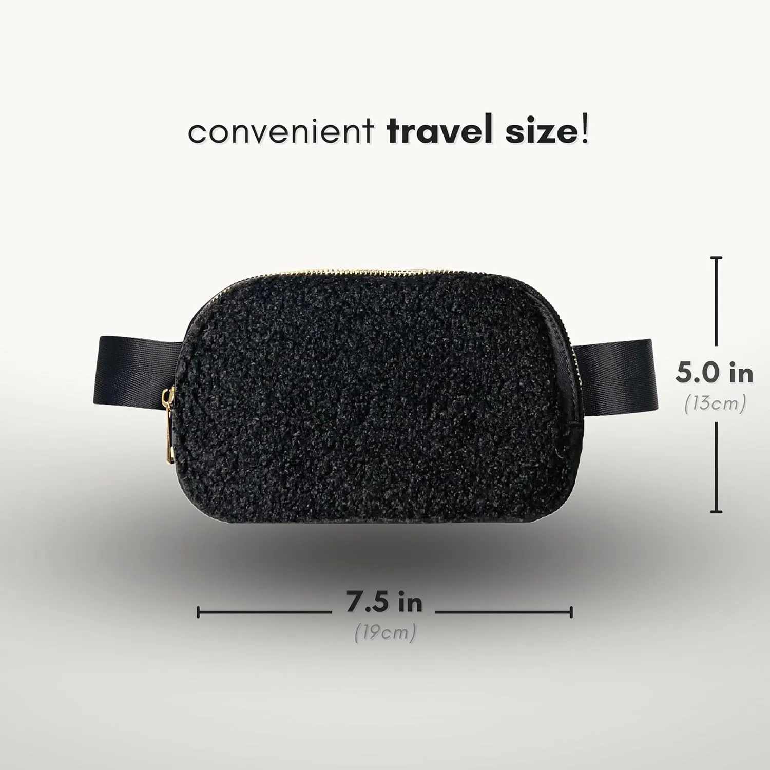 Boutique Fleece Belt Bag | Sherpa Crossbody Bag Fanny Pack for Women Fashionable | Everywhere Waist Pack | Small Fashion Travel Chest Bag (Extended Strap Length, Black Fleece)