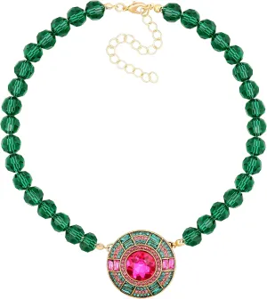 Byzantine Medieval Statement Sparkling Gemstone Chunky Bib Charm Cluster Necklace for Women, Jewelry Accessories Romantic Cool Gifts for Her Women