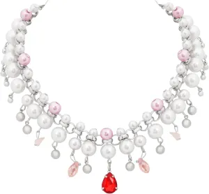Byzantine Medieval Victorian Statement Chunky Cluster Pearl Choker Necklace for Women