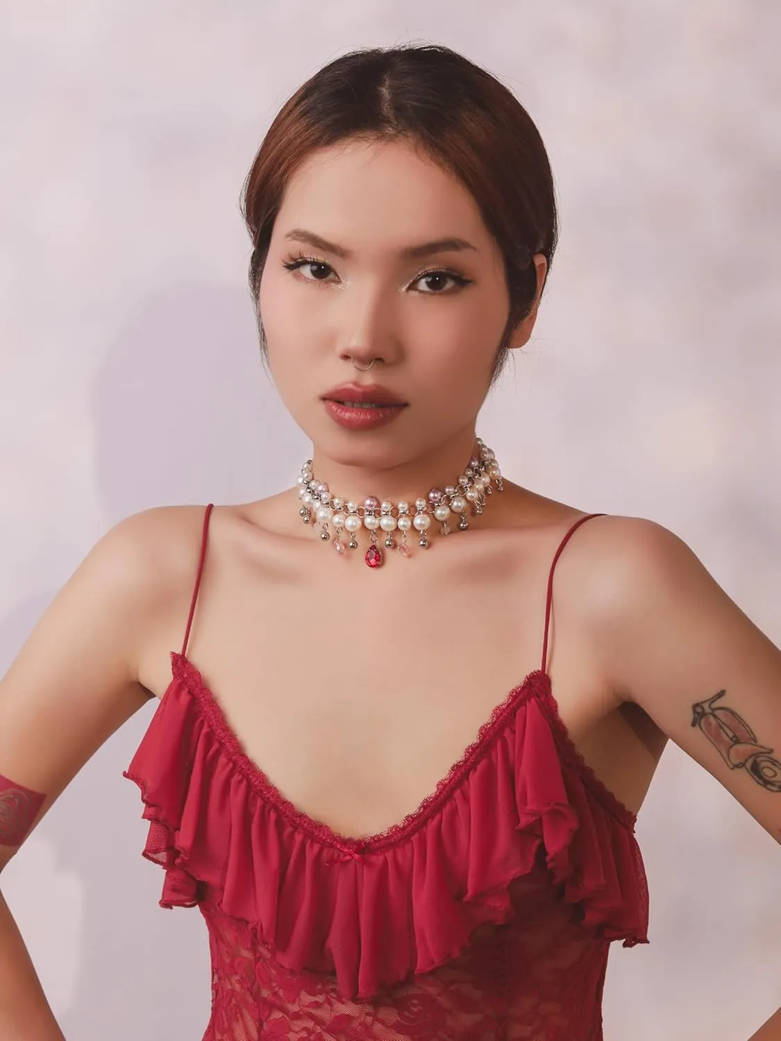 Byzantine Medieval Victorian Statement Chunky Cluster Pearl Choker Necklace for Women