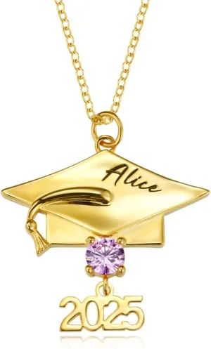 callie Graduation Gifts for Her 2025 Brass Initial Necklace Dainty CZ Heart Pendant Silver Initial Necklaces for Women Friends Class of 2025 Friendship Graduation Gifts for Her