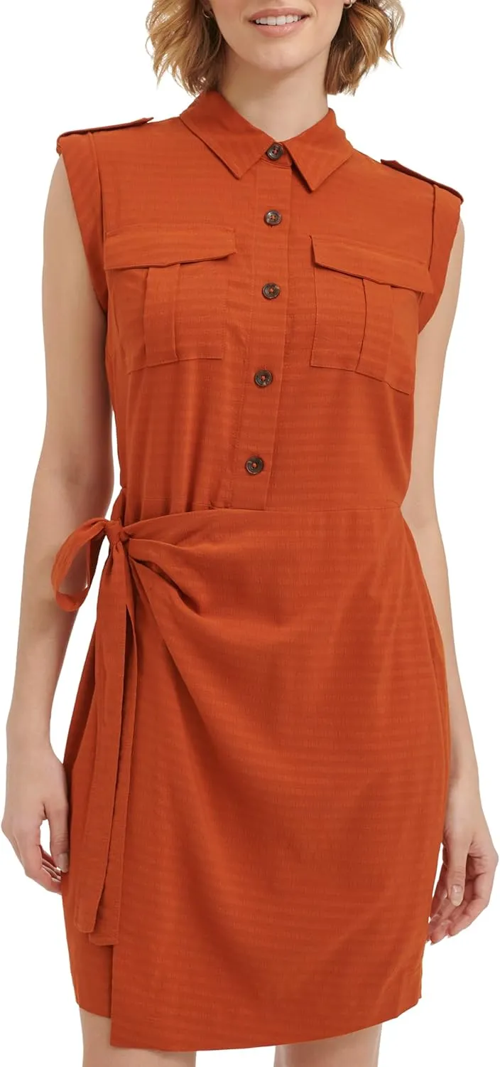 Calvin Klein Women's Pocket Faux Wrap Dress