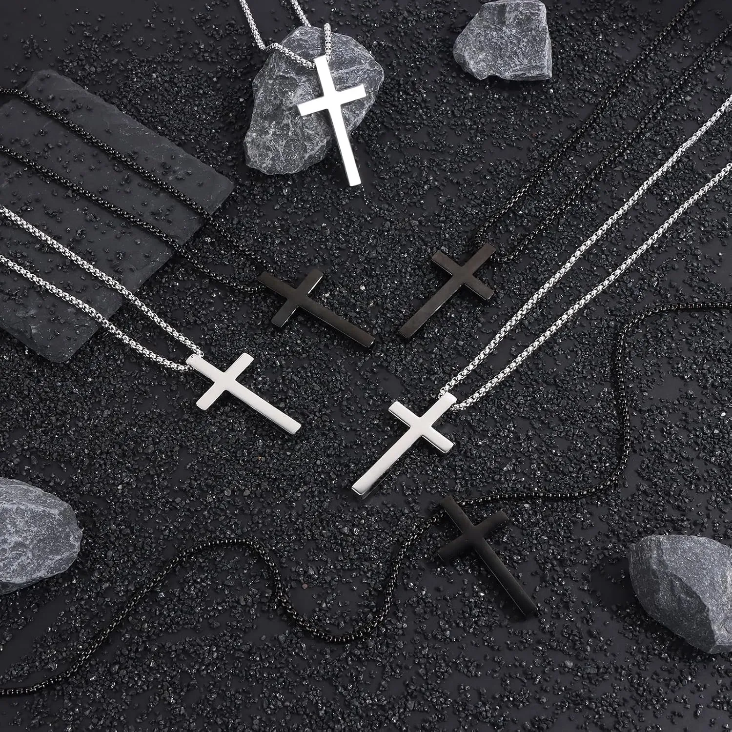 CASDAN Cross Necklace for Men Inspirational Cross Pendant Stainless Steel Cross Chain 22 2inch Christian Jewelry Meaningful Religious Gift